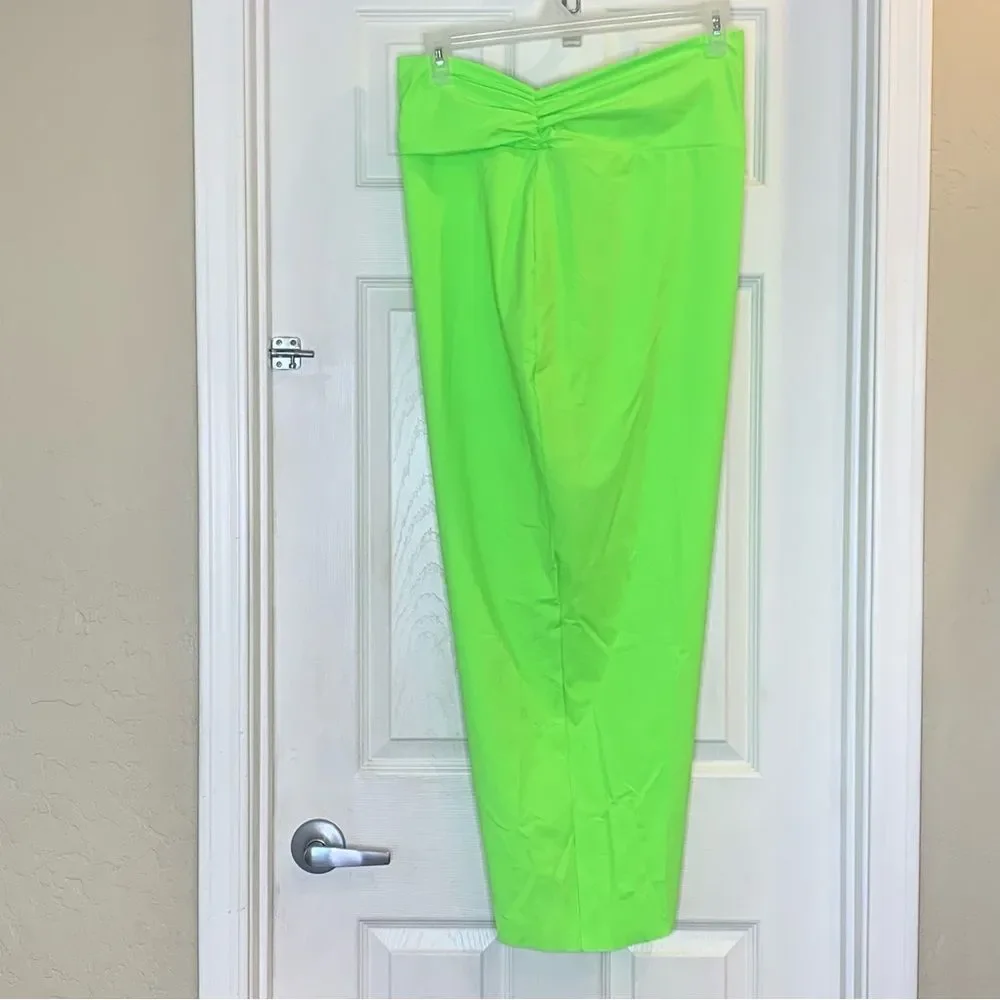 Skims Recycled Swim Long Sleeve Bikini Top and Sarong Skirt Neon Green Size XL